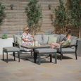 Vancouver Square Corner Garden Dining Set - Rising Table - Dove Grey