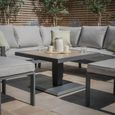 Vancouver Square Corner Garden Dining Set - Rising Table - Dove Grey