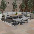 Vancouver Corner Garden Dining Set - Rising Table - Dove Grey