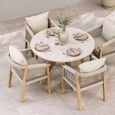 Astral Garden Round Dining Table - 120cm - 4 Seater - Soft Cream Concrete Terrazzo Top