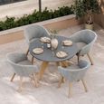 Luna Garden Round Dining Table - 120cm - 4 Seater - Warm Grey Concrete Top