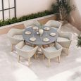Luna Garden Round Dining Table - 150cm - 6 Seater - Warm Grey Concrete Top
