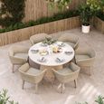 Saturn Garden Round Dining Table - 150cm - 6 Seater - Natural Concrete Top