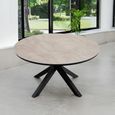 Bali Round Dining Table - 6 Seater - 150cm - Ceramic Top - Black Cross Leg