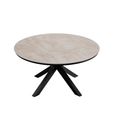 Bali Round Dining Table - 6 Seater - 150cm - Ceramic Top - Black Cross Leg