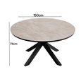 Bali Round Dining Table - 6 Seater - 150cm - Ceramic Top - Black Cross Leg