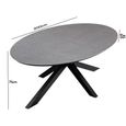 Aspen Garden Oval Dining Table - 8 Seater - 200cm - Ceramic Top - Black Cross Leg