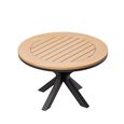 Tuscany Garden Round Dining Table - 4 Seater - 120cm - Teak Wood - Black Cross Leg