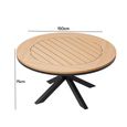 Tuscany Garden Round Dining Table - 6 Seater - 150cm - Teak Wood - Black Cross Leg