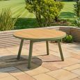 Genoa Garden Dining Table - 4 Seater - 150cm - Round - Olive Green and Timber Wood