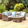 Arlington Corner Lounge Set - 5 Seater - With Square Adjustable Height Table - Luxury Rattan