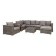 Calvi Lounge Set - Grey - Fabric and Polyrattan