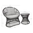 Natal Lounge Set - Grey - Metal and Rattan