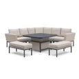 Pulse Deluxe Corner Garden Dining Set - Square - Rising Table - Oatmeal