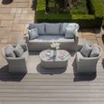 Oxford Garden Sofa Set - 3 Seater - Coffee Table - Ceramic Top - Grey Rattan
