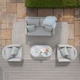 Oxford Garden Sofa Set - 2 Seater - Coffee Table - Ceramic Top - Grey Rattan