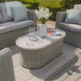 Oxford Garden Sofa Set - 2 Seater - Coffee Table - Ceramic Top - Grey Rattan
