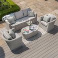 Oxford Garden Sofa Set - 3 Seater - Coffee Table - Ceramic Top - Grey Rattan