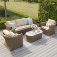 Winchester 3 Seater Garden Sofa Set - Coffee Tabele - Ceramic Top - Natural Rattan