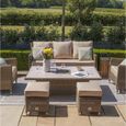 Winchester Garden Sofa Dining Set - Rising Table - Ice Bucket - Ceramic Top - Natural Rattan