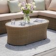 Winchester Small Corner Garden Sofa Set - Coffee Table - Ceramic Top - Natural Rattan