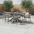 Monaco Garden Low Bar Set - 6 Seater - Bar Stool - Cool Linen