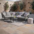 Monaco Large Corner Garden Sofa Set - with Coffee Table - Ivy Green