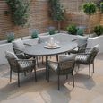 Monaco Oval Garden Dining Set - 6 Seater - 180cm - Lazy Susan - Ivy Green