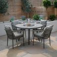 Monaco Round Garden Dining Set - 4 Seater - 120cm - Lazy Susan - Ivy Green