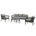 Monaco Garden Sofa Set - 3 Seater - with Coffee Table - Ivy Green