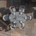 Florence Oval Garden Dining Set - 6 Seater - 180cm - Lazy Susan - Cool Linen