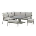 Florence Corner Garden Dining Set - Rising Table - Cool Linen