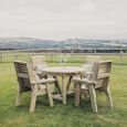 Churnet Valley Ergo Timber Wood 4 Seater Round Garden Dining Set