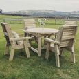 Churnet Valley Ergo Timber Wood 4 Seater Round Garden Dining Set