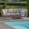Havana Small Corner Garden Sofa Set - with Coffee Table - Natural Linen