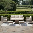 Havana Garden Sofa Set - 3 Seater - Rising Table - Natural Linen