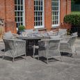 Maldives Oval Garden Dining Set - 6 Seater - 180cm - Cool Linen