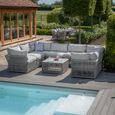 Maldives U Shape Garden Sofa Set - with Coffee Table - Cool Linen
