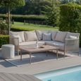 Havana Small Corner Garden Sofa Set - with Coffee Table - Natural Linen