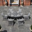 Maldives Oval Garden Dining Set - 6 Seater - 180cm - Cool Linen