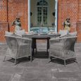 Maldives Round Garden Dining Set - 4 Seater - 120cm - Cool Linen