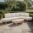 Sicily Curve Corner Garden Sofa Set - with Coffee Table - Latte