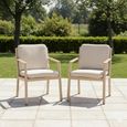 Sicily Garden Dining Chairs - Set of 2 - Teak Arms - Latte