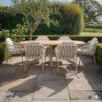 Sicily Garden Dining Set - 6 Seater - 210cm - with Rope Chairs - Latte