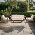 Sicily Garden Sofa Set - 3 Seater - with Coffee Table - Cafe Latte
