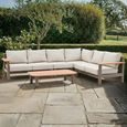 Sicily Large Corner Garden Sofa Set - with Coffee Table - Cafe Latte