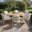 Sicily Round Garden Dining Set - 6 Seater - 160cm - with Rope Chairs - Latte