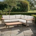 Sicily Small Corner Garden Sofa Set - with Coffee Table - Cafe Latte