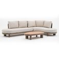Sicily Curve Corner Garden Sofa Set - with Coffee Table - Cafe Latte