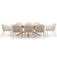 Sicily Garden Dining Set - 8 Seater - 240cm - with Rope Chairs - Latte